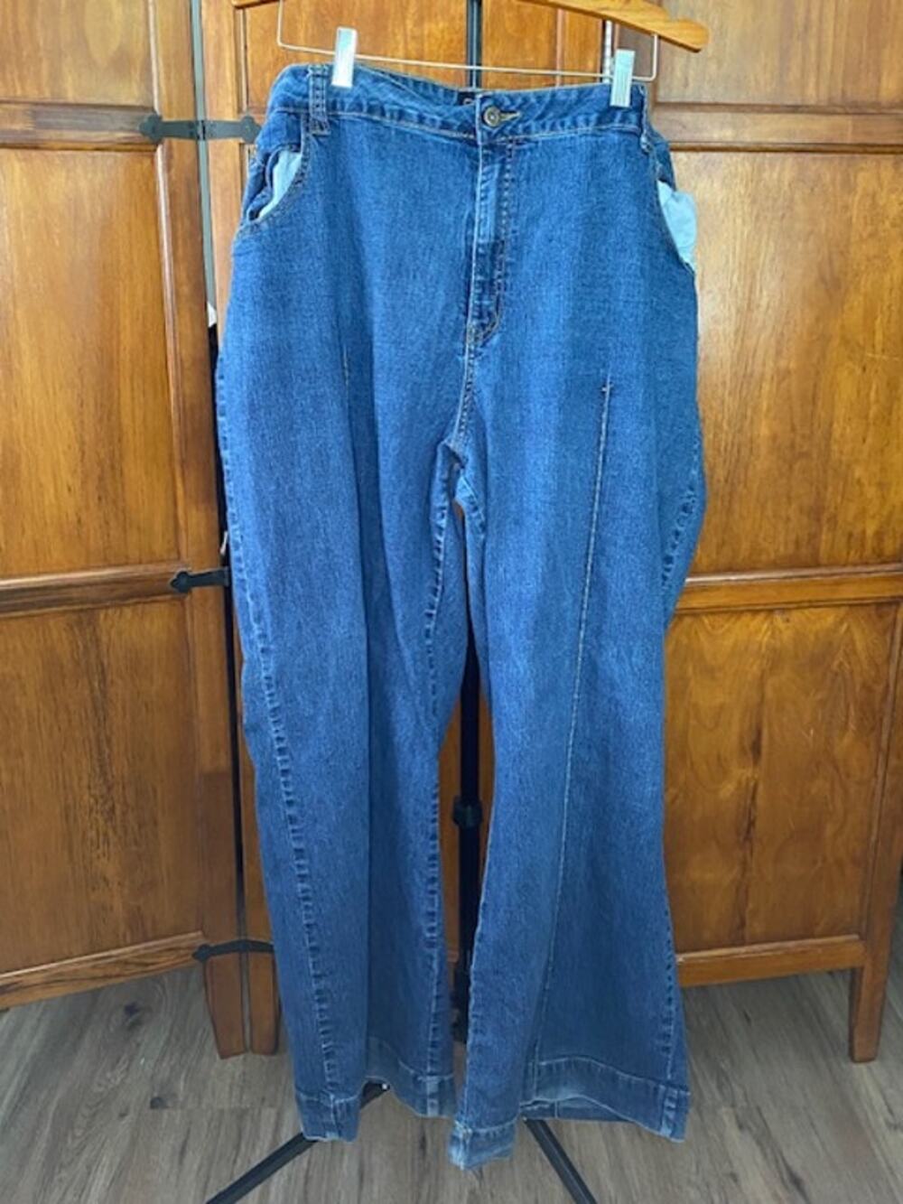 Just Blu Jeans Womens 26W Wide Leg Stretch Blue Denim High Rise Plus Size